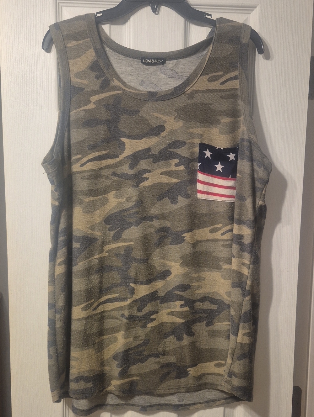 HEIMISH USA Olive Camo Tank with American Flag Pocket